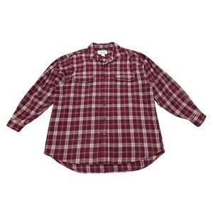 Vintage Y2K Alaska 1959 Burgundy White Plaid Cotton Flannel Shirt